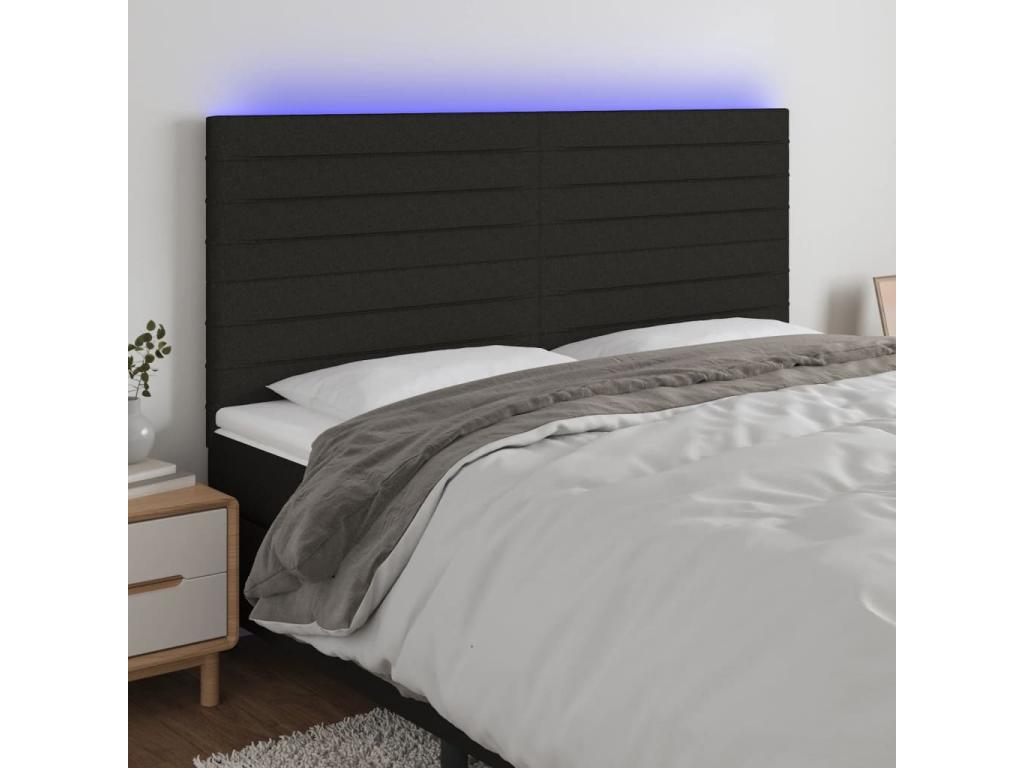 Black LED Headboard 200x5x118/128 cm Fabric PSXA51459