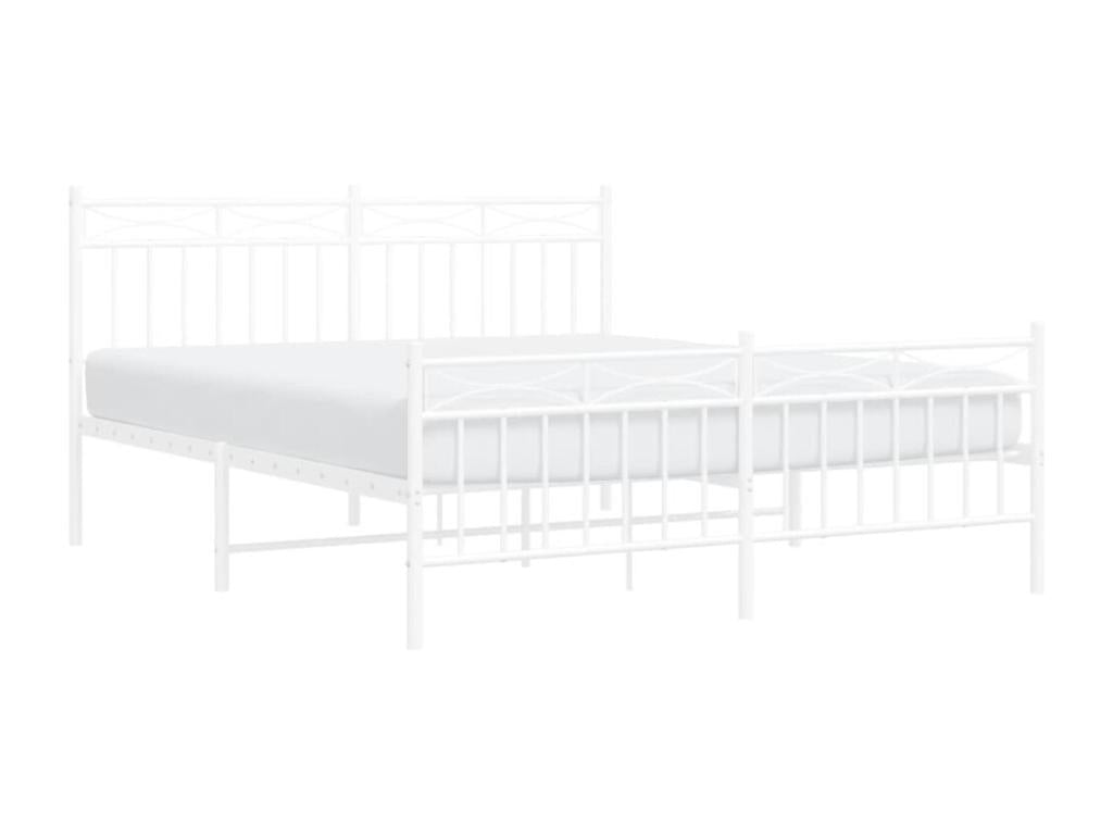 Metal bed frame with white headboard/footboard 160x200cm HWWL74180