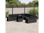 11-piece garden furniture set with cushions, black woven resin AZVX05822