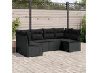 6-piece garden furniture set with cushions, black woven resin BAYC98740