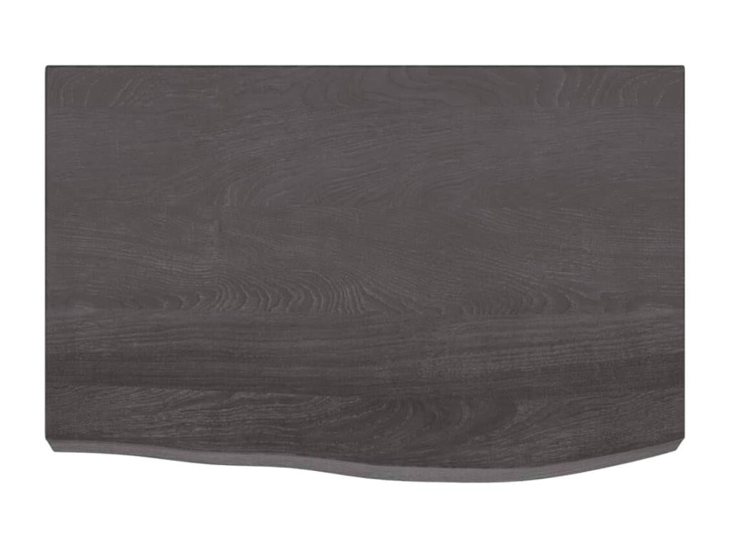 Dark brown wall shelf, solid treated oak wood DEFR24537