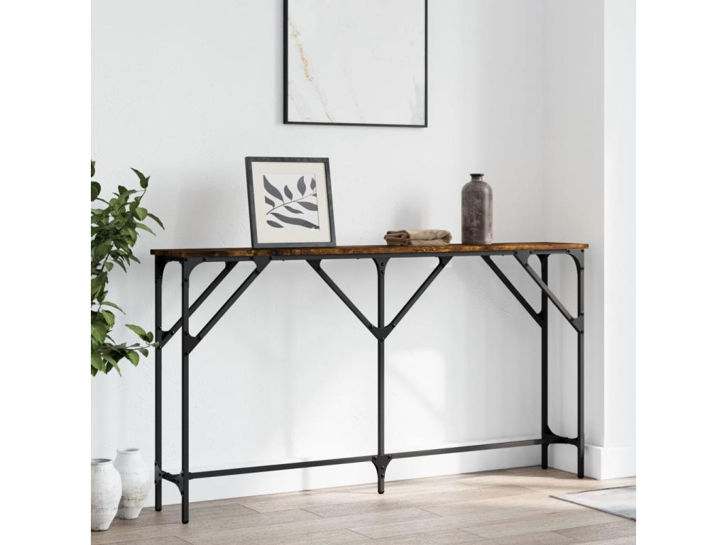 Smoked oak console table 140x23x75 engineered wood OKIL20586