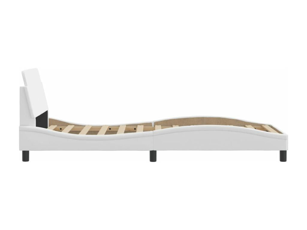 Bed frame with headboard, white, 90x190 cm, faux leather, PUPP02919