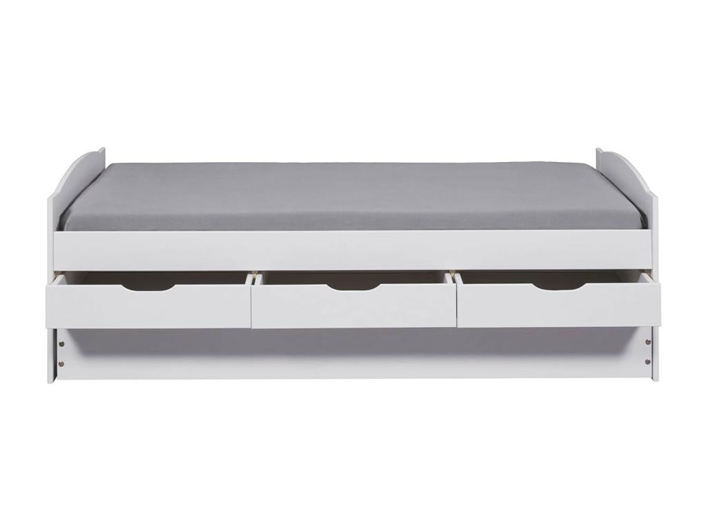 Zensova - Trundle Bed 90x200cm with 3 Drawers, Solid Wood, White Varnish QHTK13228