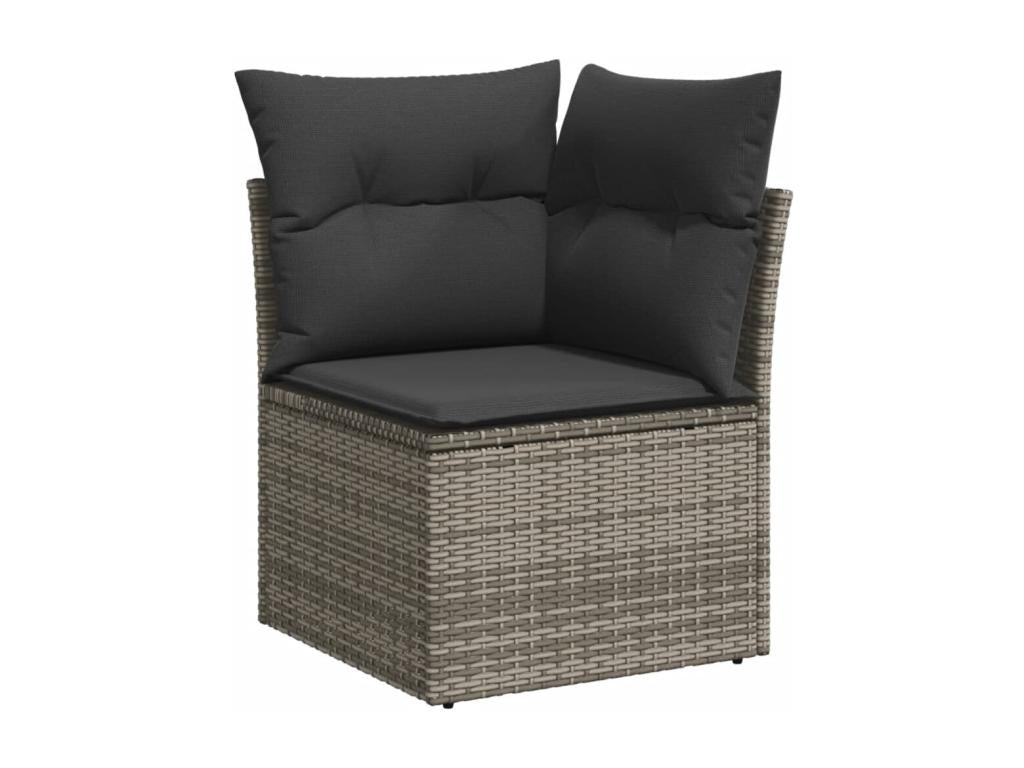 Garden furniture set with cushions, 13 pieces, grey woven resin BQPV85655