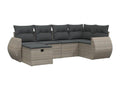 6-piece garden furniture set with grey resin wicker cushions TCZN47156