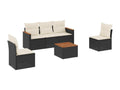 6-piece garden furniture set with cushions, Zensova woven resin DLHG71047