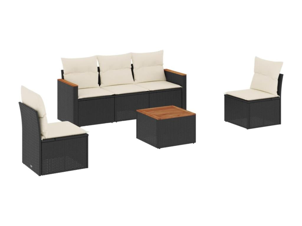 6-piece garden furniture set with cushions, Zensova woven resin DLHG71047