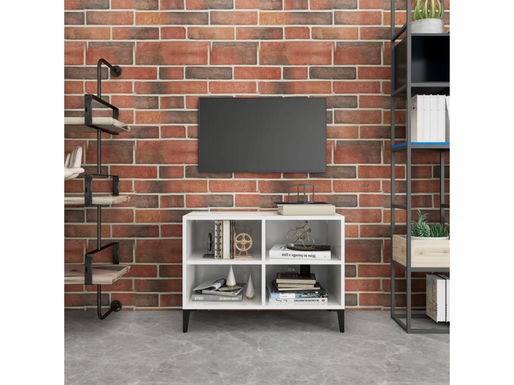 TV stand with metal legs, glossy white, 69.5x30x50 cm, FMNN43500