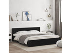 Bed frame with headboard and LED lighting, black, 200x200 cm, AMKV49378