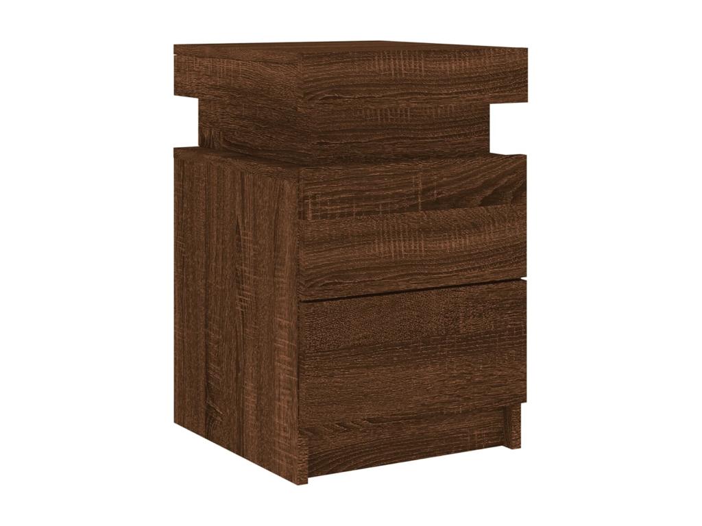 Bedside tables and LED lamps, 2 pieces, brown oak, 35x39x55 cm KFMR09910