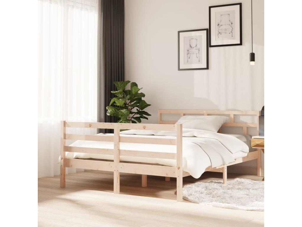 Solid wood bed frame without mattress, 140x190 cm DOKC85124