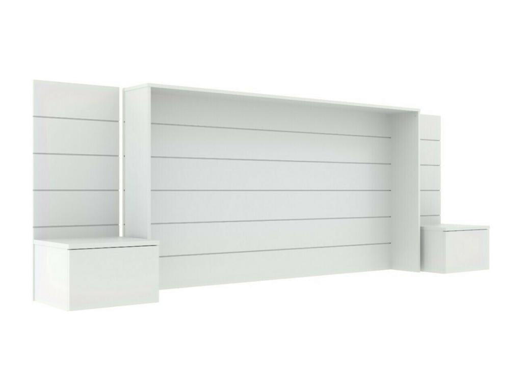 Zensova XGDO56507 160cm White Fiberboard Headboard with Bedside Tables