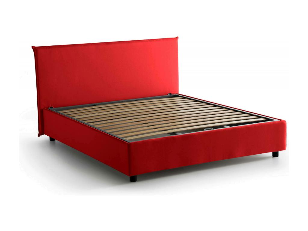 Zensova Double Bed with Storage Bed and Zensova Upholstery, Made in Italy, Front Opening, Suitable for 160x200 cm Mattress, Red QDFK88945