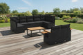 9-piece garden furniture set with cushions, black resin wicker HWEM74706