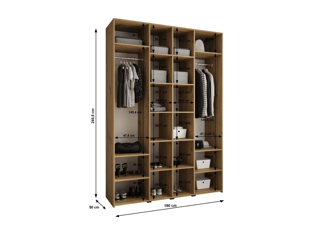 Lumenao 2 245.5/180/50 4-Door Hinged Wardrobe, White/Gold QHQP93808