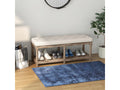 Ventoriq Classic Style Upholstered Shoe Bench with Carved Wood Shelf and Beige Fabric HYSM69826