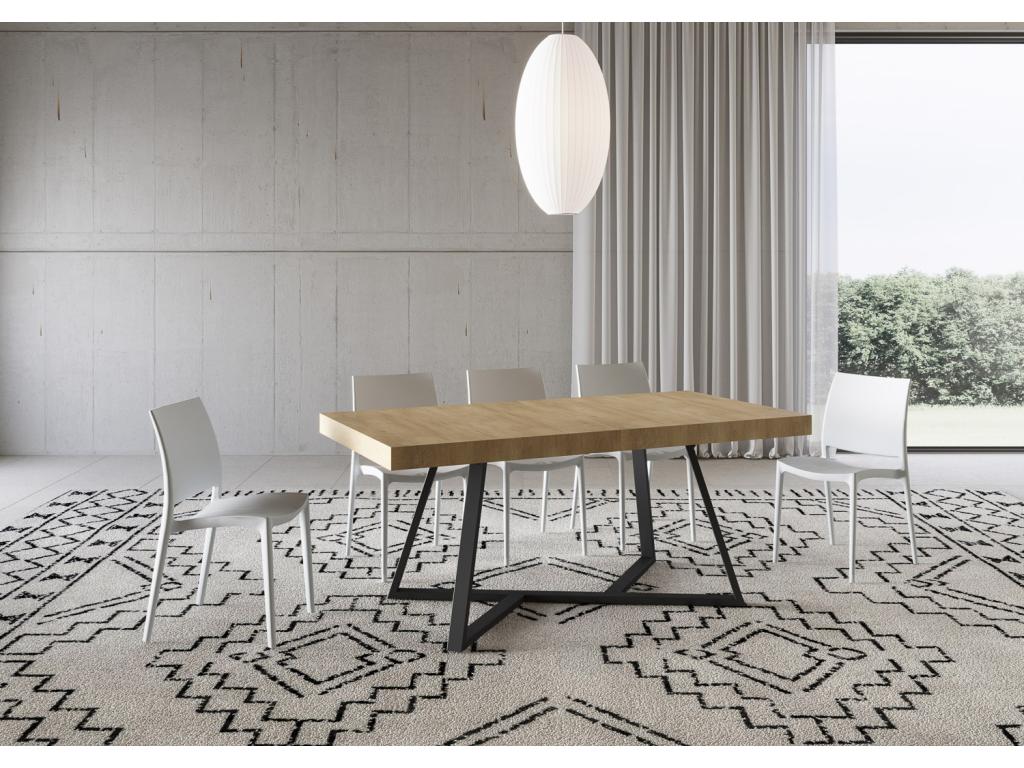 Lumenao extendable table 90x180/440 cm, natural oak with anthracite legs, ZIPX90712