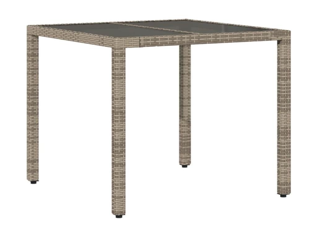 3-piece garden dining set with cushions, grey rattan and glass, NZPG28457