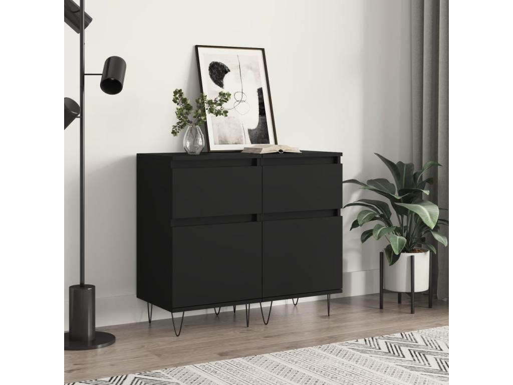 2-piece black engineered wood sideboard set, 40x35x70 cm, UUCF58542