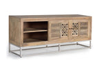 Zensova TV stand in mango wood with natural-colored metal legs. 65x40x160 LOIW77708