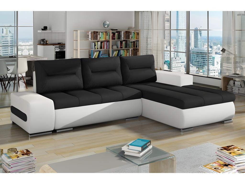 Zensova luxury corner sofa bed in white faux leather, 5-seater, right-hand corner as seen from the front - Zensova RNVO29769