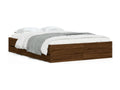Brown oak engineered wood bed frame with drawers, 135x190 cm, DPFR97788