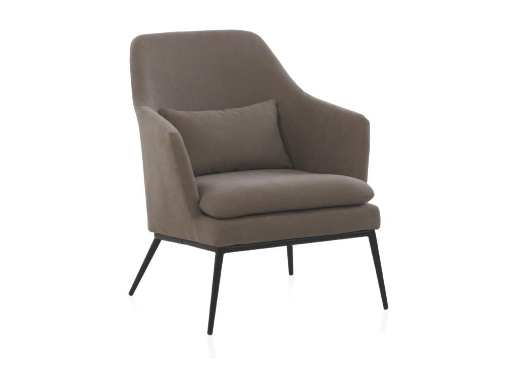 Lumenao upholstered armchair with black cushion and black metal legs OYFH07306