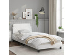 Bed frame with headboard, white, 90x190 cm, faux leather, PUPP02919