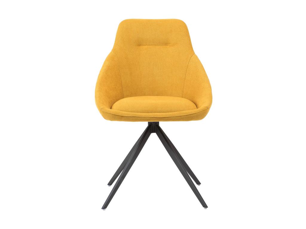 Lumenao KRTN52598 180° swivel chair with mustard yellow fabric armrests and black metal legs