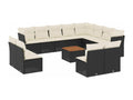 13-piece garden furniture set with cushions, black woven resin XKRA37702