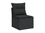 10-piece garden furniture set with cushions, black resin wicker QCTB88293