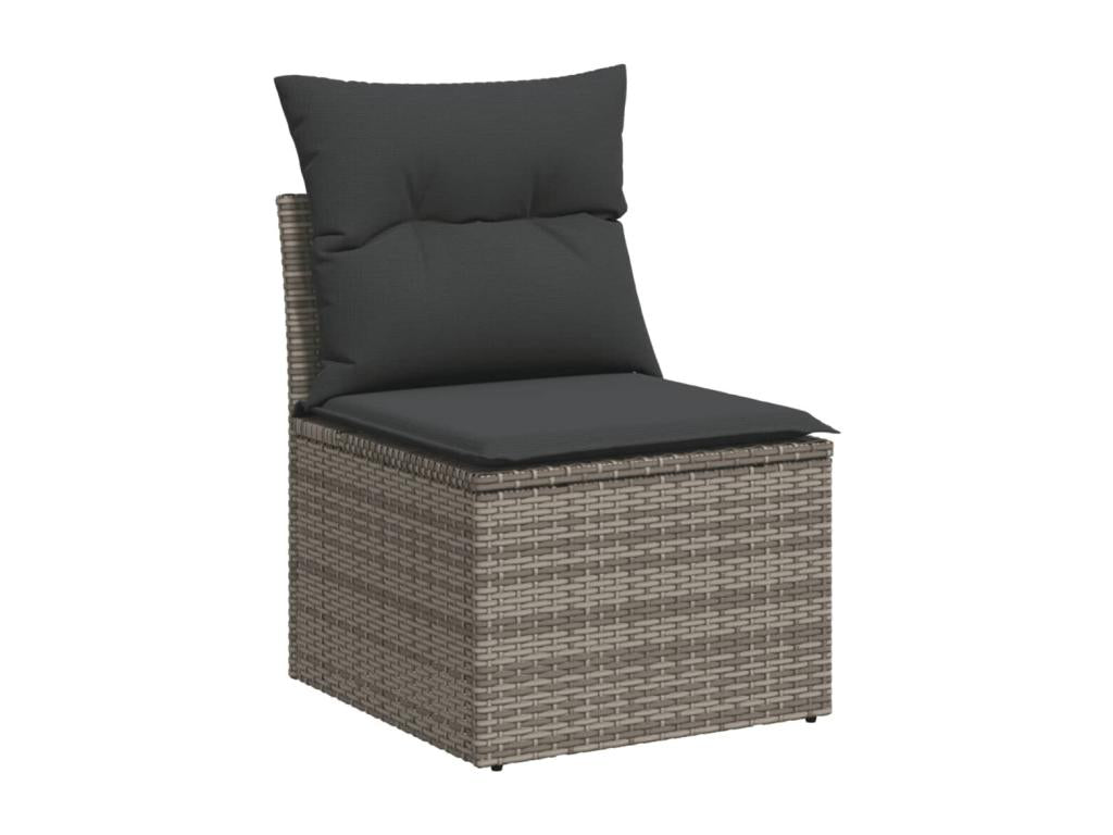 Garden furniture set with cushions, 13 pieces, grey woven resin BQPV85655