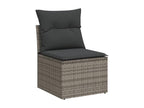 Garden furniture set with cushions, 13 pieces, grey woven resin BQPV85655