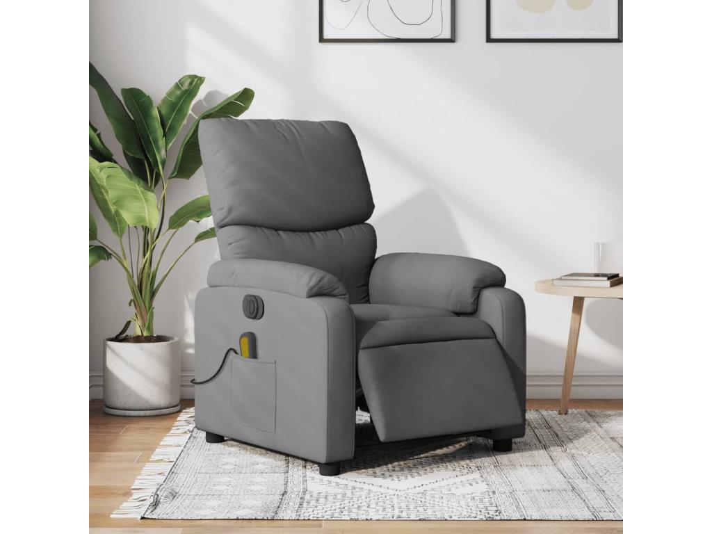 Dark grey fabric electric massage recliner PXVP56567