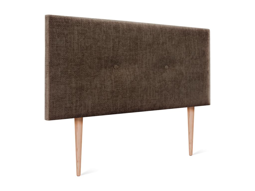 Lumenao Natural Wool Headboard with Buttons 90x105cm with Legs for 80/90cm Beds - Brown GJQP56385