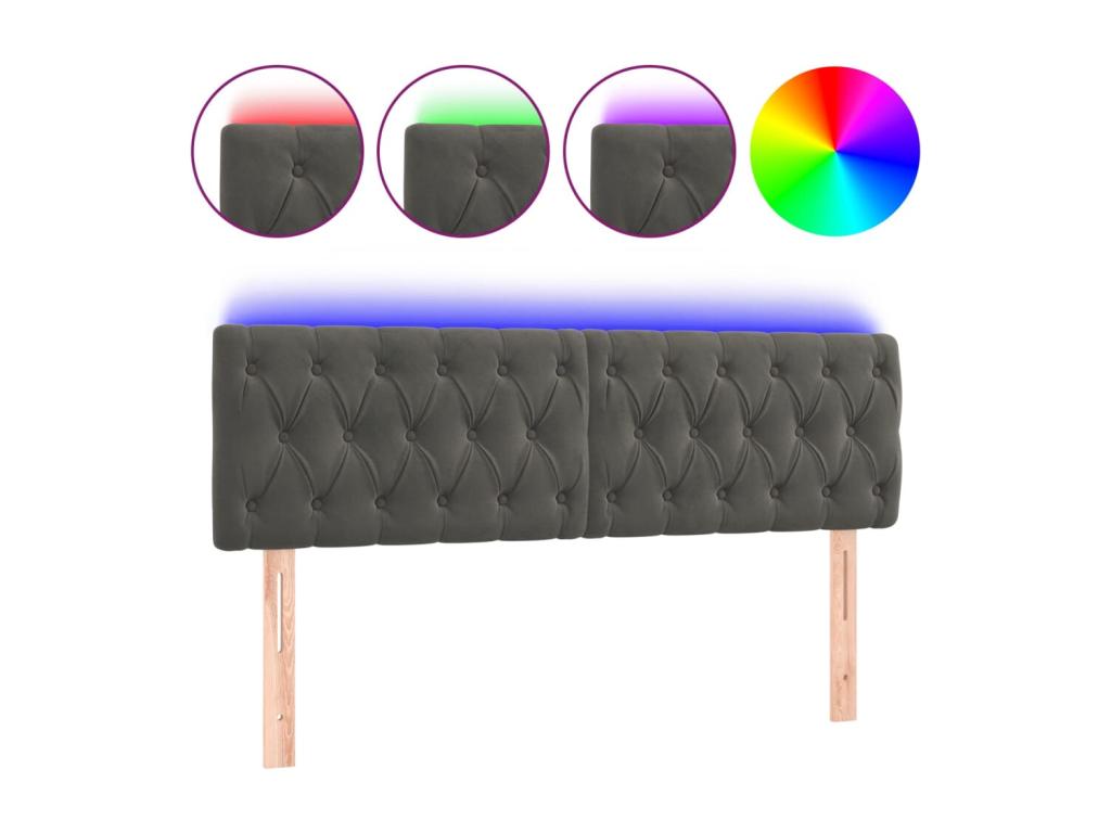 Dark Grey LED Headboard 160x7x78/88 cm Velvet NHIC54988