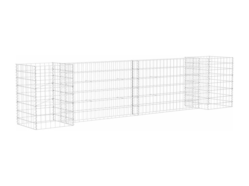 Gabion planter in H-shape, steel wire, 260x40x60 cm VHKL07033