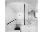 Black walk-in shower enclosure 120x200cm with black 90cm square support bar in 8mm tempered anti-limescale glass WJHG21432
