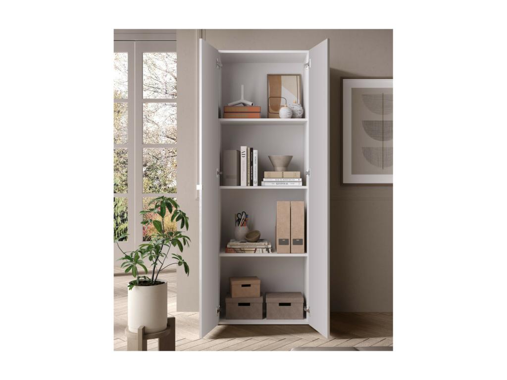 Office cabinet with 2 doors and 3 shelves, glossy white lacquer - Zensova PEKJ48537