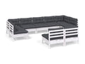 9-piece garden furniture set with cushions, white, solid pine wood TSGS58048