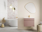 Wall-hung vanity unit with pink ribbed finish - 60 cm - Zensova DMHT86095
