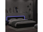 Bed frame with headboard and LED lighting, black, 200x200 cm, AMKV49378
