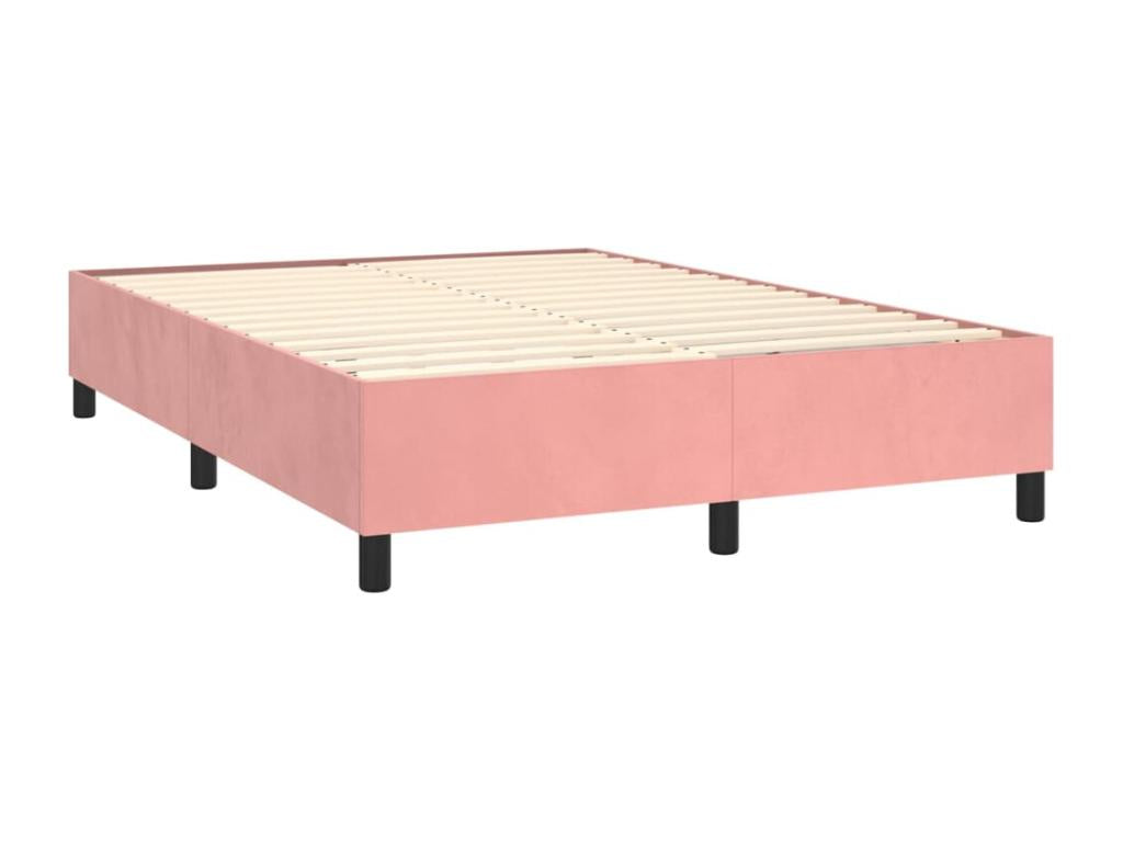 Zensova upholstered bed with pink mattress, 140x190 cm, velvet, AOWA87174