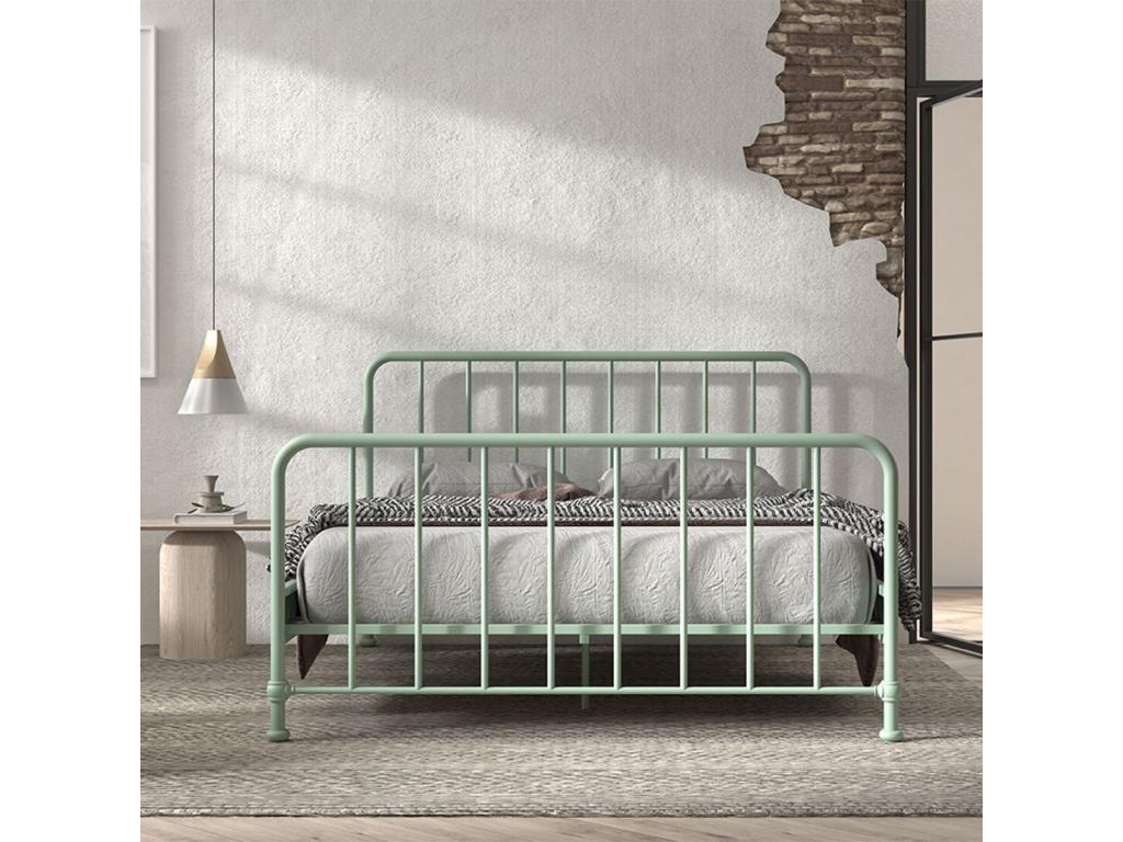 Zensova - 160x200cm Metal Cot with Slats, Powder-Coated Olive Green COOO00615