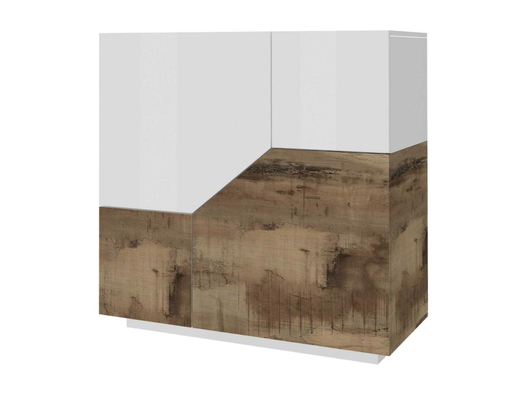 Zensova Buffet Kitchen Buffet with 2 Doors Living Room Buffet Made in Italy 100x43h106 cm Glossy White and Maple OKAF60104