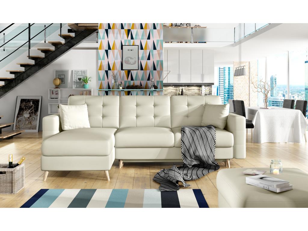 Zensova 250cm Reversible and Convertible Corner Sofa in Light Beige Faux Leather ECLT76287