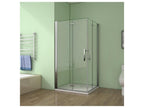 HJLL16156 Pivoting and folding shower enclosure 100x100x195cm in 6mm tempered glass with anti-limescale coating and stainless steel handle