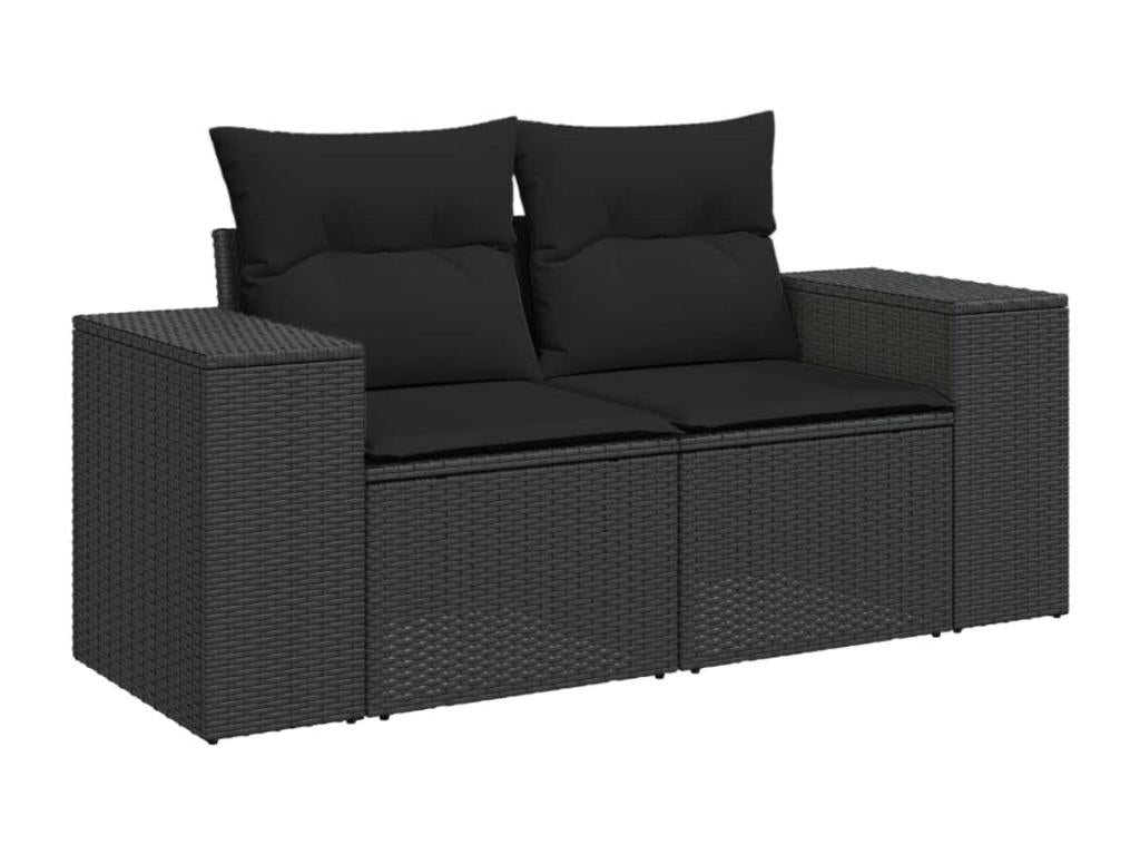 11-piece garden furniture set with cushions, black woven resin AZVX05822