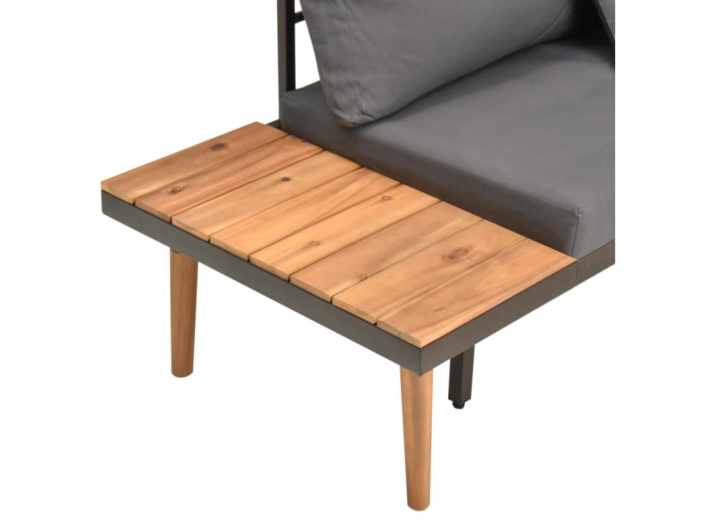 4-piece garden furniture set with cushions, solid Lumenao wood QCHL62990